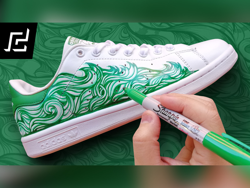 ADIDAS STAN SMITH CUSTOM USING SHARPIE adidas artwork green illustration paint sharpie shoe sneaker stan smith