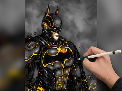 Batman illustration using ink and Procreate art batman batman v superman color comicbooks comics dark knight design digital drawing illustration ink inking ipad ipadpro paint painting the batman yellow