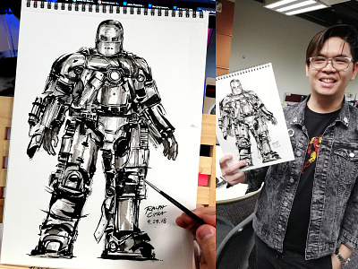 IRON MAN MARK 1 ILLUSTRATION armor art comics design illustration ink iron man ironman marvel tony stark
