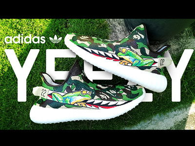 Adidas Yeezy Boost 350 x BAPE x Oakley by Ralph Cifra🔥🦍🔥🐸🔥 art custom design illustration shoe sneaker sneakerhead