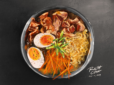 Drawing a delicious ramen using iPad Pro art design flat foodie foodies illustration ramen vector