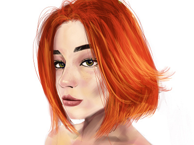 MY PROCREATE PAINTING PROCESS | NORMAL ROUND BRUSH artwork face girl illustration painting paintings portrait procreate procreate art redhead