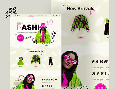 Fashion-Elegant fashionable clothing e-Commerce website anjum shorna best design branding cartoon illustration cartooning design e commerce e commerce website illustraion illustration illustration art illustrator landing page logo neon ui visual design web