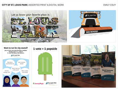 City of St. Louis Park: Assorted Print & Digital Work branding brochures design illustration postcard posters social media design