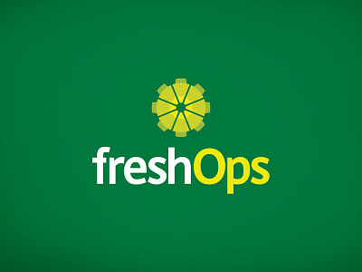 Fresh Ops Logo Design brand branding cog fresh fruit green identity lime logo logo design segments vector