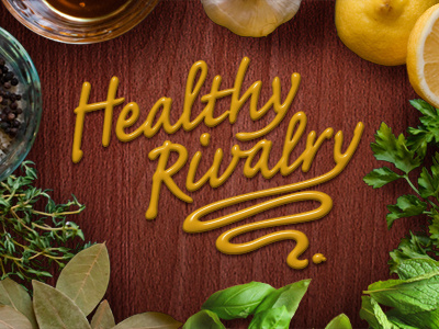 Healthy Rivalry food mustard script typography