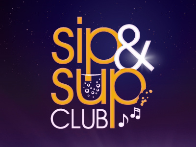 Sip & Sup Club brand drink food logo typography vector