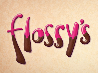 flossy's cake identity render sweet typography