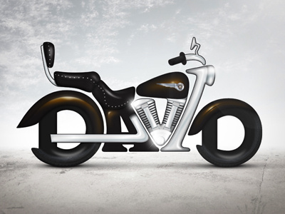 David david illustration motorbike motorcycle typography vector