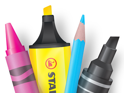 Creative utensils black branding cmyk crayon cyan highlighter magenta marker myck pencil yellow