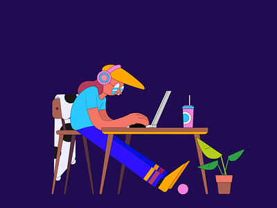 Dat Work from Home Life aftereffects animation illustration