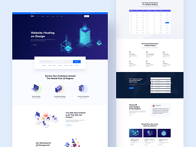 Web Hosting Landing Page, Domain branding clean cloud creative design domains host hosting hosting service hosting template isometric landing design landing page minimal saas typography ui ux web design website