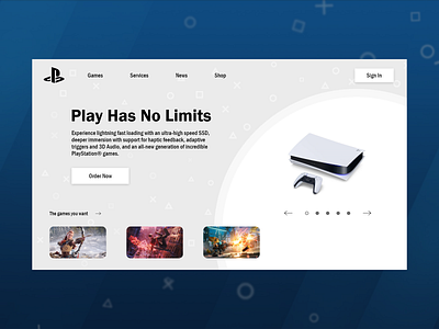 PS5 Console adobe xd design landing page landing page design playstation5 ps5 ui user experience user interface ux web design website