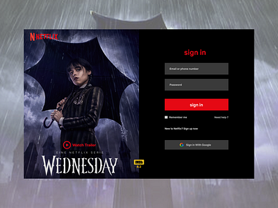 Netflix sign in (wednesday Version)