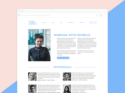 Michelle Carlslund – Commissions page pastel playful portfolio web design website