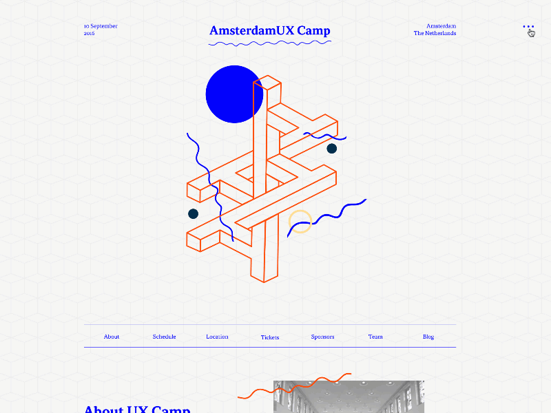 Amsterdam UX Camp - Footer amsterdam atomic atomic.io barcamp bold type conference event geometric illustration interaction transition website