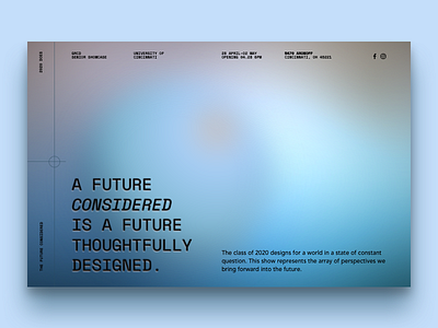 The Future Considered Exhibition Page exhibition page future landingpage product design showcase thesis show
