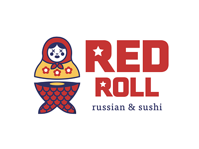 Red Roll. Russian & Sushi restaurant logo