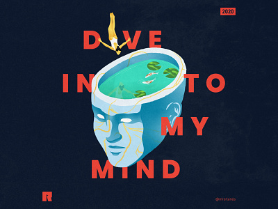 Dive 2020 adobe illustrator blue conceptual dive illustration kintsugi mind typography vector