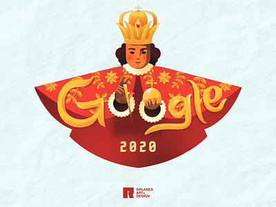 Sinulog 2020 festival google doogle illustraion pit senyor sinulog typogaphy vector