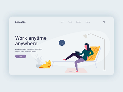 Online office startup page 2.5d design illustration ui web