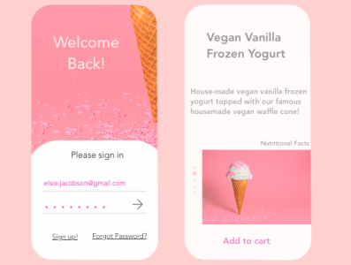 vegan froyo app app app design design art frozen yogurt sketch ui uidesign vegan waffle cone