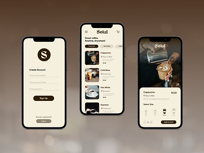 Soul Coffee UI Design app branding coffee app coffee app ui design logo ui ui ux user interface ux