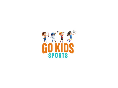 GO KIDS SPORTS branding design flat icon illustrator kids lettering logo sports type vector