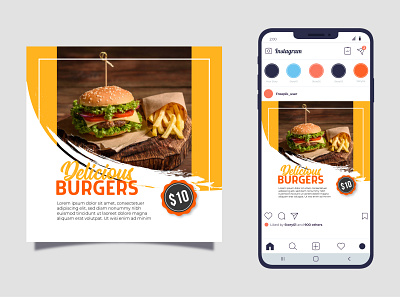 Instagram Post app design digital dribbble invite dribble food food instagram post illustration illustrator instagram post logo smm social media post vector