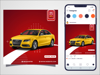 Car Social Media Post branding car design illustrator instagram post instagram post template minimal social media post social media post design vector