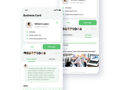 Business Card business card design mobile ui namecard ui