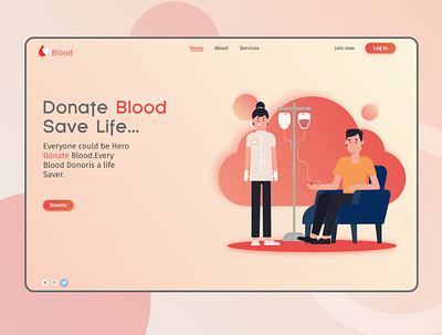 Blood donate landing page design illustration ui vector web