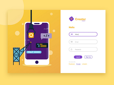 Log in Page design illustrator ui ux vector web