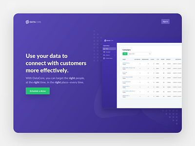 Data SaaS Landing Page