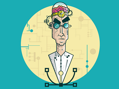 Mad doctor brain character crazy doctor illustration mad pentool vector