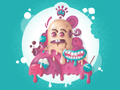 Sweet Addiction addiction candy chocolate design icecream illustration monster sugar sweets vector