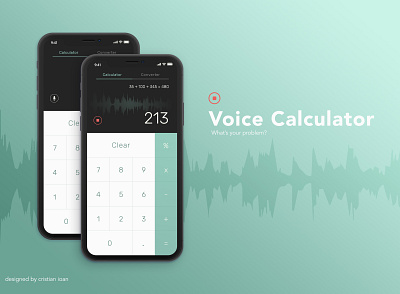 Voice Calculator (DailyUI 004) calculator converter dailyui004 teal ui ux voice waveform