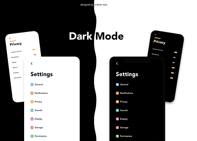 Minimalist Settings Page + Dark Mode (UI) avenir black dailyui007 dailyuichallenge dark dark mode design minimalist mode page phone settings simple smartphone