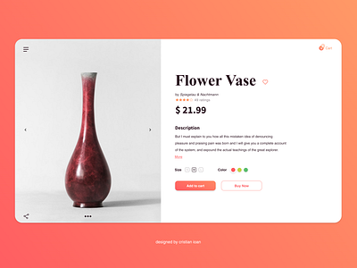 E-Commerce Shop Page 012 cart dailyui dailyui012 e comerce ecommerce flower helvetica page red shop tones vase web