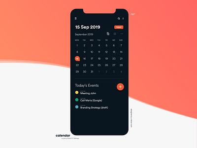 Calendar 038 calendar calendar 2019 calendar app calendar design calendar ui dailyui dailyui038 dailyuichallenge dark dark mode red web