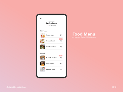 Food Menu dailyui dailyui043 dailyuichallenge food food app foodie menu menu design
