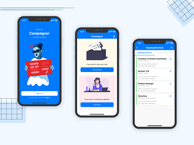 Campaigner- Online Voting App appdesign campaigner casestudy design interface ios ui ui design uiux ux uxdesign voting voting app