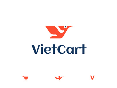 Vietcart logo animal bird concept freelance idea identity inspiration logodesign mark monogram shopping supermarket symbol typogaphy unused wordmark