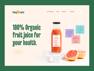 Penny Juice website branding juice logo symbol ui