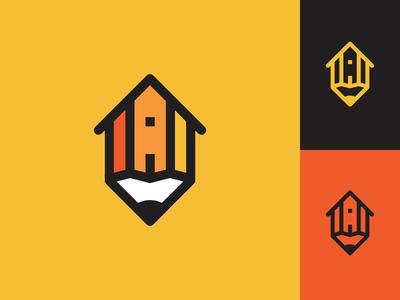 Pencil + House logo architecture brand design freelance house mark pencil symbol vietnam