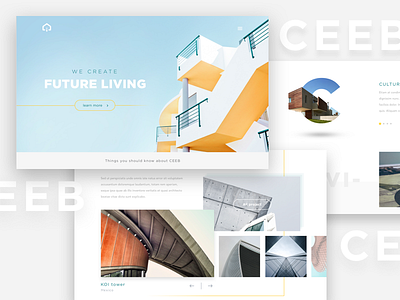 CEEB homepage architecture building freelance interior ui ux website yellow