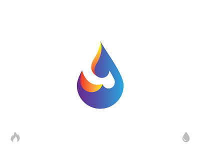 Water/ Fire logo brand element for freelance identity mark nature sale symbol unused