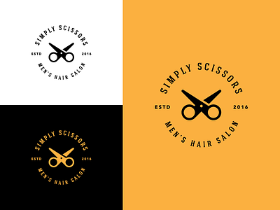 Simply Scissors logo barber classic cut freelance hair mark men salon stylish symbol vintage