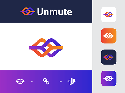 Unmute logo app brand freelance handset mark mobile symbol talk telephone vietnam