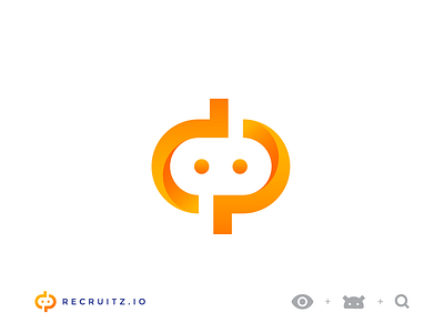 Recruitz logo (3d effect) artificial branding freelance intelligence recruitment robot vietnam